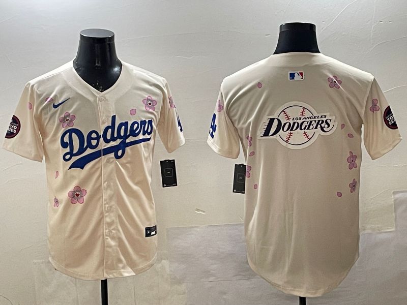 Men Los Angeles Dodgers Blank Cream Sakura Edition 2025 Nike MLB Jersey style 27->los angeles dodgers->MLB Jersey
